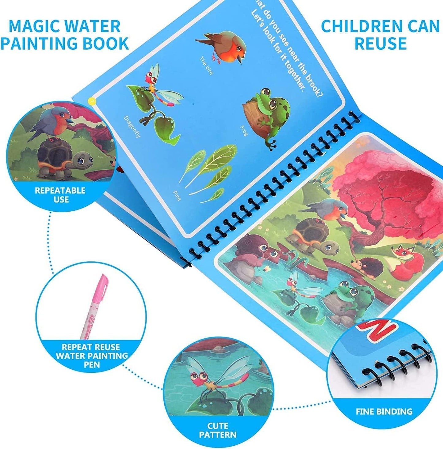 Reusable Magical Water Coloring Quick Dry Book With Pen